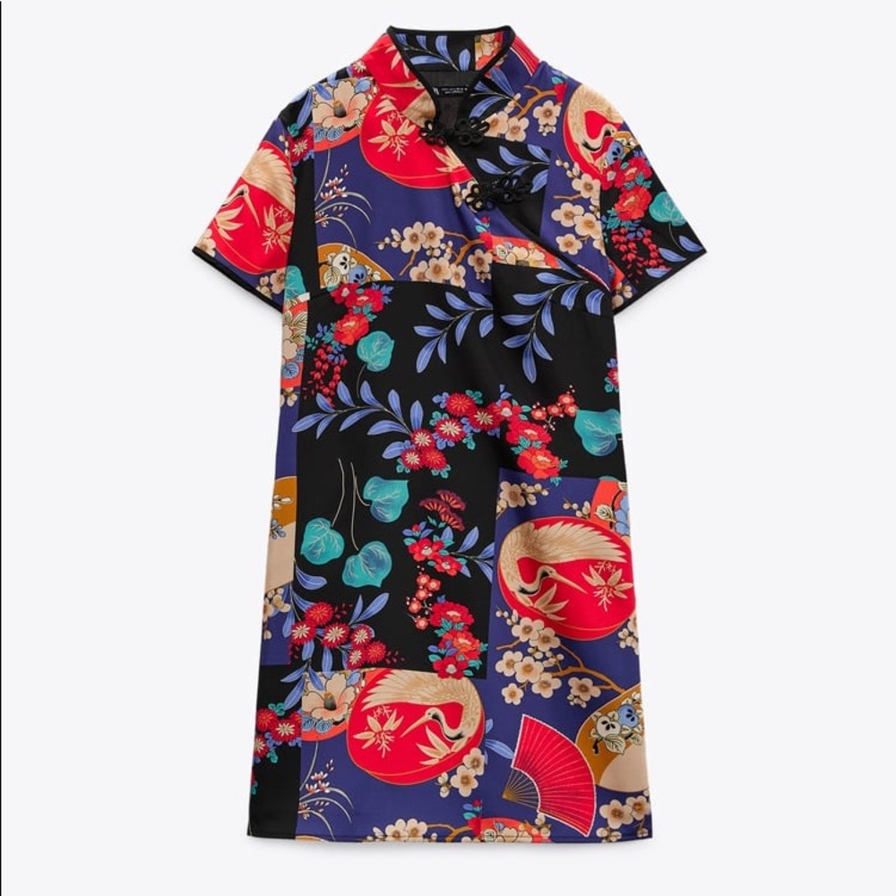 Zara Satin Effect Print Dress - Picture 6 of 9
